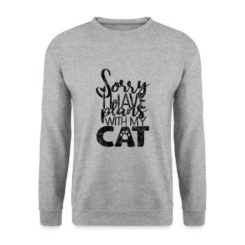Désolé, j’ai des projets avec mon chat - Dictons de chat - Sweat-shirt Unisexe - gris chiné - Devant - Alina (178cm) & Michal (187cm)