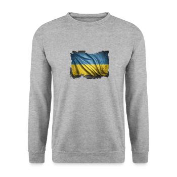 Ukraine Flagge Fahne - Unisex Pullover - Weißgrau meliert - Vorne - Alina (178cm) & Michal (187cm)