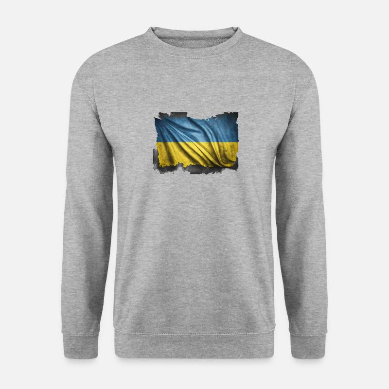 Ukraine Flagge Fahne - Unisex Pullover - Weißgrau meliert