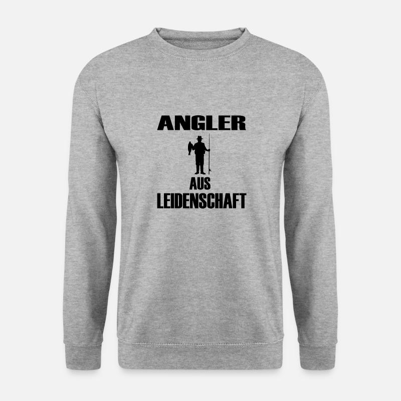 Angeln - Unisex Pullover - Weißgrau meliert