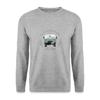 nur mit meiner Buchanka (Jubi) - Unisex Pullover - Weißgrau meliert - Vorne - Alina (178cm) & Michal (187cm)