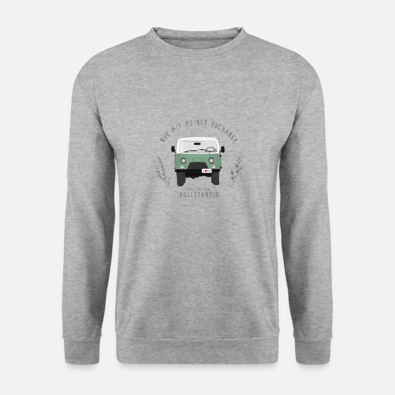 nur mit meiner Buchanka (Jubi) - Unisex Pullover - Weißgrau meliert
