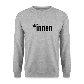 innen - Unisex Pullover - Weißgrau meliert - Vorne - Alina (178cm) & Michal (187cm)