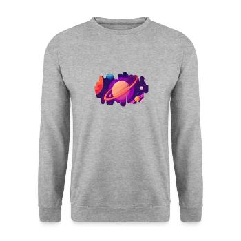 Cœur cosmique - Sweat-shirt Unisexe - gris chiné - Devant - Alina (178cm) & Michal (187cm)