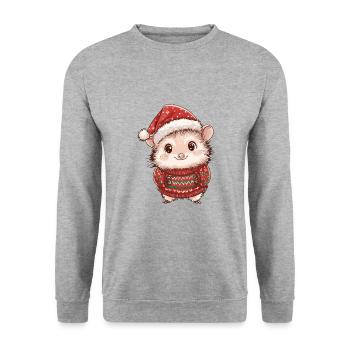Hérisson Noël Bande dessinée - Sweat-shirt Unisexe - gris chiné - Devant - Alina (178cm) & Michal (187cm)