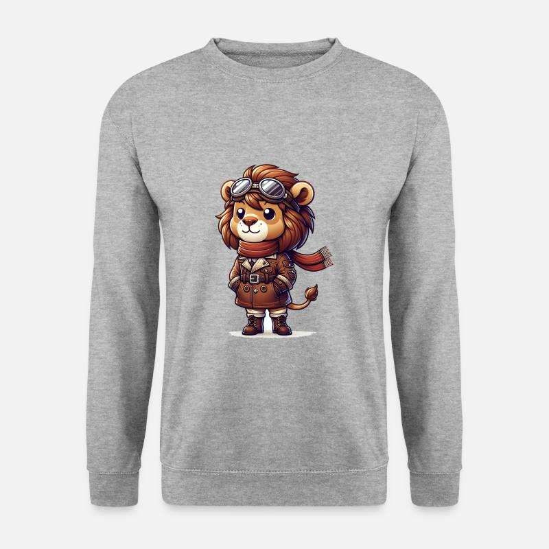 Cute Lion Pilot - Unisex Sweatshirt - salt & pepper
