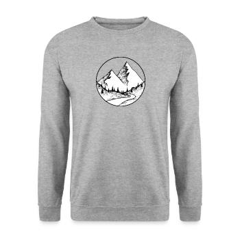 round mountain logo, mountain design - Unisex Sweatshirt - salt & pepper - Front - Alina (178cm) & Michal (187cm)