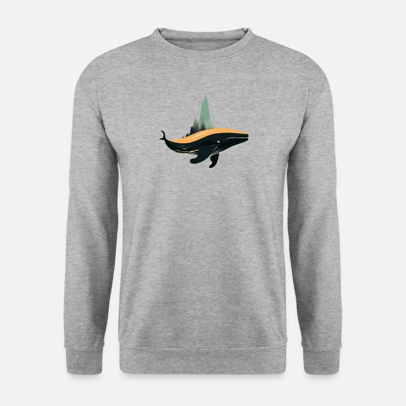 Wal - minimalistisch (NO2) - Unisex Pullover - Weißgrau meliert