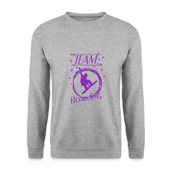 Boarding Snowboarding - Unisex Pullover - Weißgrau meliert - Vorne - Alina (178cm) & Michal (187cm)