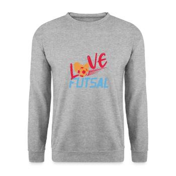 Amour Futsal Coeur Ballon Soccer en salle Passion - Sweat-shirt Unisexe - gris chiné - Devant - Alina (178cm) & Michal (187cm)