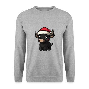 Stier Weihnachten Niedlich - Unisex Pullover - Weißgrau meliert - Vorne - Alina (178cm) & Michal (187cm)