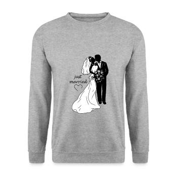 Brautpaar Braut Bräutigam Illustration Heirat - Unisex Pullover - Weißgrau meliert - Vorne - Alina (178cm) & Michal (187cm)
