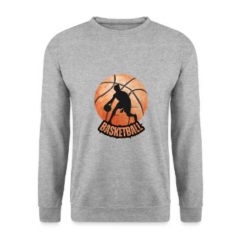 Basketball - Unisex Pullover - Weißgrau meliert - Vorne - Alina (178cm) & Michal (187cm)