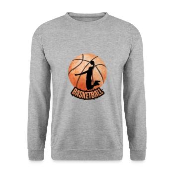 Basketball - Unisex Pullover - Weißgrau meliert - Vorne - Alina (178cm) & Michal (187cm)