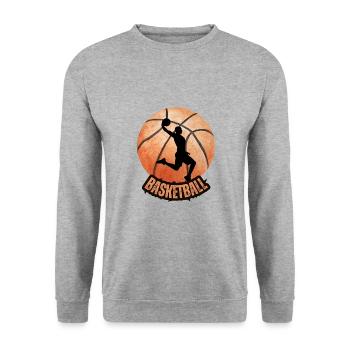 Basketball - Unisex Pullover - Weißgrau meliert - Vorne - Alina (178cm) & Michal (187cm)