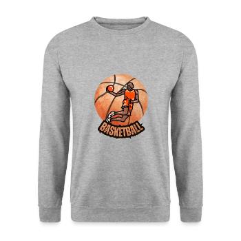 Basketball - Unisex Pullover - Weißgrau meliert - Vorne - Alina (178cm) & Michal (187cm)