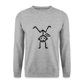 Figures de bâton gymnastique au sol - Sweat-shirt Unisexe - gris chiné - Devant - Alina (178cm) & Michal (187cm)