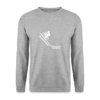 Funny Cycling Shift Vibe Adventurous Rider Hub - Unisex Sweatshirt - salt & pepper - Front - Alina (178cm) & Michal (187cm)