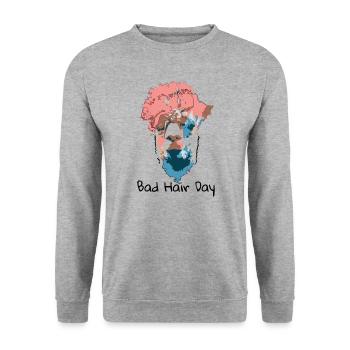 Bad hair day,alpaka, Lama - Unisex Pullover - Weißgrau meliert - Vorne - Alina (178cm) & Michal (187cm)