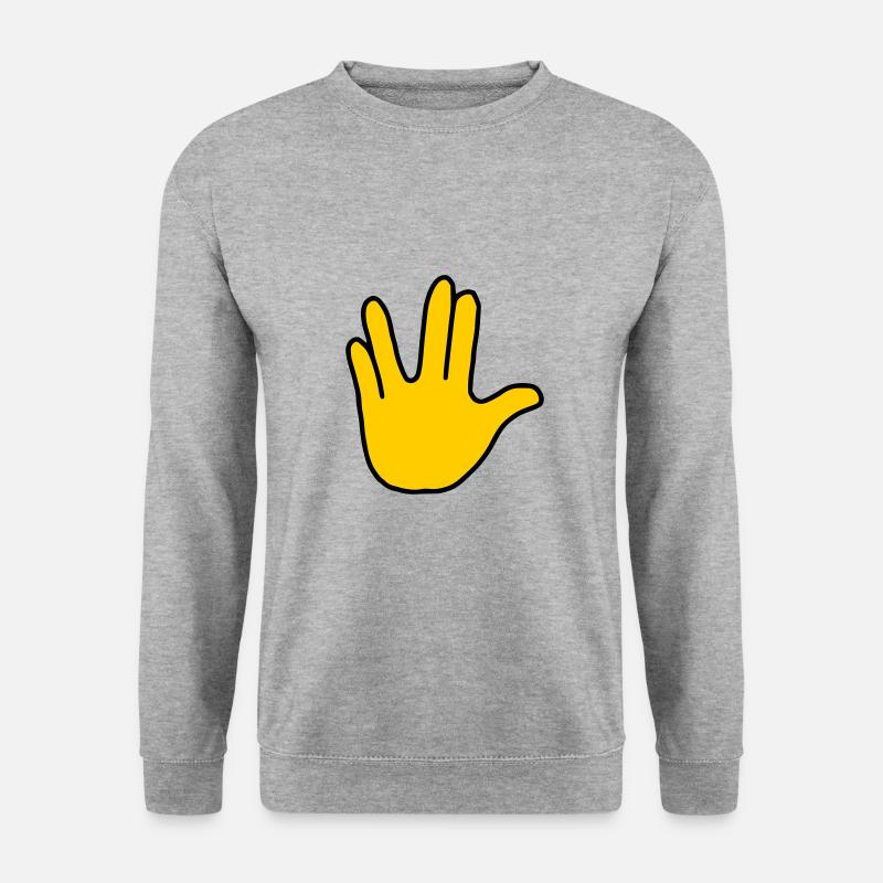 Emoji Vulkanier Gruß Skizze Farbe - Unisex Pullover - Weißgrau meliert