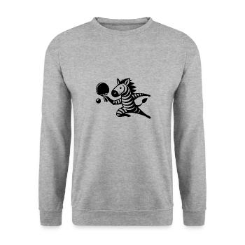 Zebra Tischtennis Spieler Ping Pong Silhouette - Unisex Pullover - Weißgrau meliert - Vorne - Alina (178cm) & Michal (187cm)