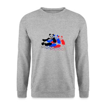 Panda Mood Tricolor - Unisex Pullover - Weißgrau meliert - Vorne - Alina (178cm) & Michal (187cm)