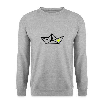 Paper boat with heart - Unisex Sweatshirt - salt & pepper - Front - Alina (178cm) & Michal (187cm)