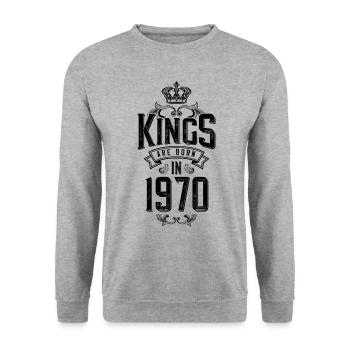 kings are born 1970 - Unisex Sweatshirt - salt & pepper - Front - Alina (178cm) & Michal (187cm)