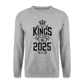 kings are born 2025 - Unisex Sweatshirt - salt & pepper - Front - Alina (178cm) & Michal (187cm)