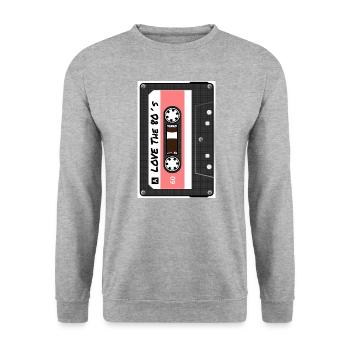 Love the 80's Retro Pop Cassette T-Shirt Gift - Unisex Sweatshirt - salt & pepper - Front - Alina (178cm) & Michal (187cm)