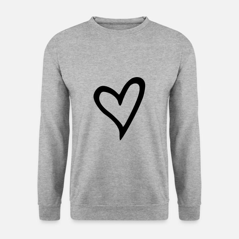 Herz schwarz - Unisex Pullover - Weißgrau meliert