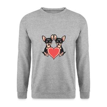 Chihuahua Chiens Couple Amour Couple Amoureux - Sweat-shirt Unisexe - gris chiné - Devant - Alina (178cm) & Michal (187cm)
