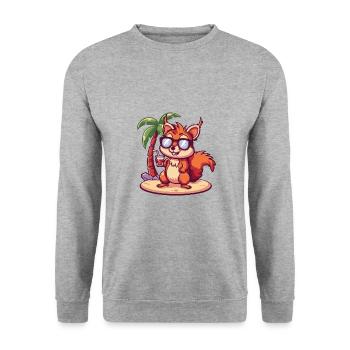Palmier d’été de l’île Squirrel - Sweat-shirt Unisexe - gris chiné - Devant - Alina (178cm) & Michal (187cm)