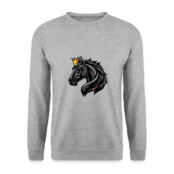 Pferd Kopf Krone - Unisex Pullover - Weißgrau meliert - Vorne - Alina (178cm) & Michal (187cm)