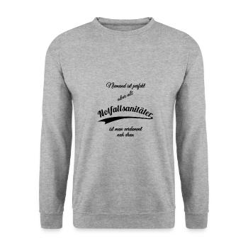 Notfallsanitäter - Unisex Pullover - Weißgrau meliert - Vorne - Alina (178cm) & Michal (187cm)