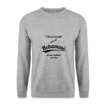 Hebamme - Unisex Pullover - Weißgrau meliert - Vorne - Alina (178cm) & Michal (187cm)