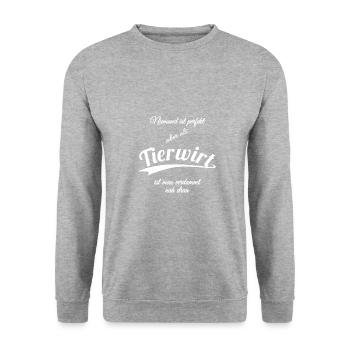 Tierwirt - Unisex Pullover - Weißgrau meliert - Vorne - Alina (178cm) & Michal (187cm)