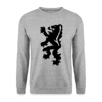 Löwe - Unisex Pullover - Weißgrau meliert - Vorne - Alina (178cm) & Michal (187cm)