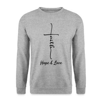 Christianisme croyant chrétien - Sweat-shirt Unisexe - gris chiné - Devant - Alina (178cm) & Michal (187cm)