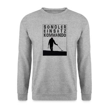 Sondler Einsatz Kommando, sondeln, Metalldetektor - Unisex Pullover - Weißgrau meliert - Vorne - Alina (178cm) & Michal (187cm)