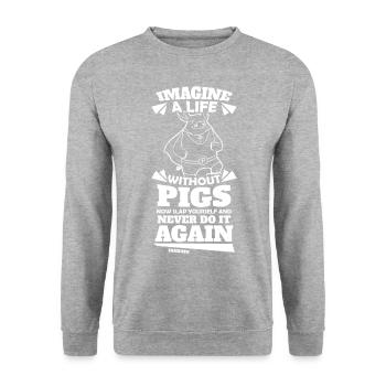 Cochon - Sweat-shirt Unisexe - gris chiné - Devant - Alina (178cm) & Michal (187cm)