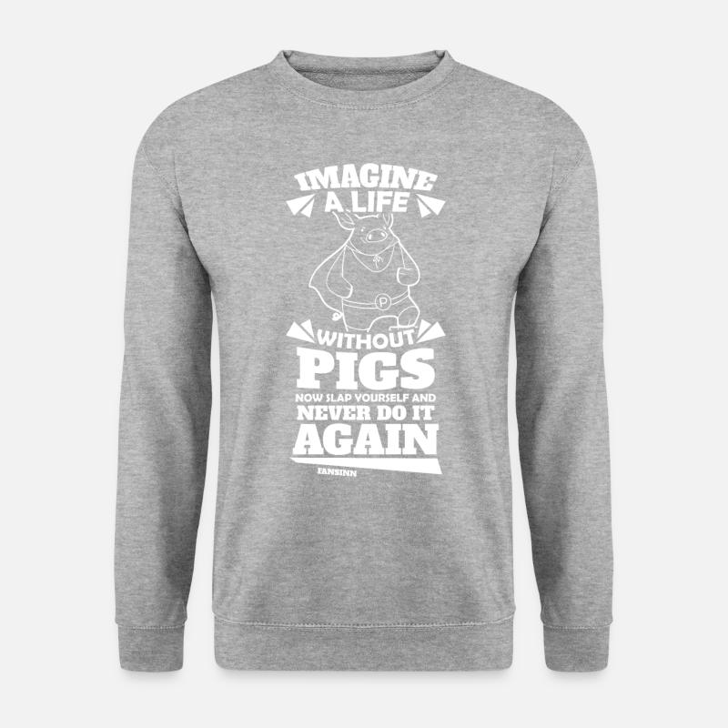 Schwein - Unisex Pullover - Weißgrau meliert