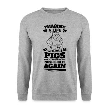 Cochon Cochon PorcLet Semer Des Cochons Cadeau - Sweat-shirt Unisexe - gris chiné - Devant - Alina (178cm) & Michal (187cm)