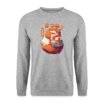 Fuchs Landschaft Zeichnung - Unisex Pullover - Weißgrau meliert - Vorne - Alina (178cm) & Michal (187cm)