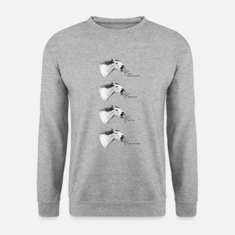 Letztes Weihnachten vier Pferde - Unisex Pullover - Weißgrau meliert
