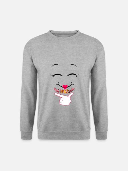 Make me smile - Unisex Pullover - Weißgrau meliert