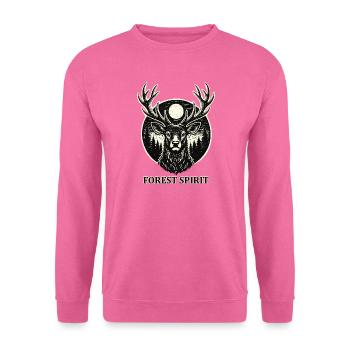Forest Spirit – Hirsch im Woodcut Stil - Unisex Pullover - Pink - Vorne