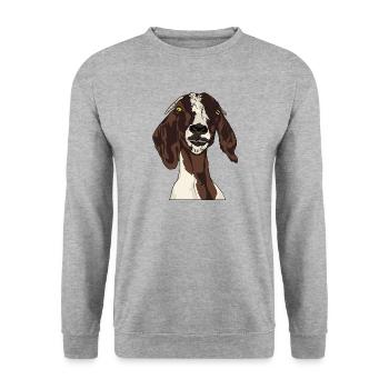 Ziege - Unisex Pullover - Weißgrau meliert - Vorne - Alina (178cm) & Michal (187cm)