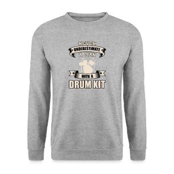Drum Kit T-Shirt Geschenk Idee Weihnachten Lustig - Unisex Pullover - Weißgrau meliert - Vorne - Alina (178cm) & Michal (187cm)