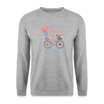LIFE IS BETTER ON A BICYCLE - Unisex Sweatshirt - salt & pepper - Front - Alina (178cm) & Michal (187cm)